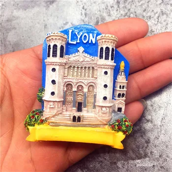 Lyon, Francúzsko 3D Ručne maľované Chladnička Magnetické Nálepky Turistické Suveníry Dekoratívne Živice Chladnička Magnet Plavidlá