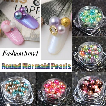 2017 Japonsko Populárne Kolo Morská Perla Perličiek 3D Dekorácie Nechtov Zmiešané Veľkosť Ružová Zelená Gradient DIY Nechtov Dekorácie, Doplnky