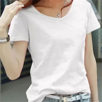 Leto-krátke rukávy kórejskej verzii big red bambusu bavlna príležitostné voľné biele V-neck T-shirt farbou trička, topy wome