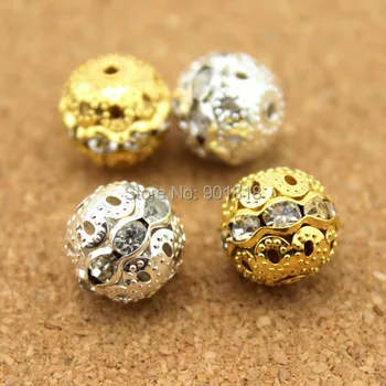 30pcs/veľa 6mm/8mm/10 mm/12 mm crystal Korálky, kryštálu, zlata, dištančné korálky šperky zistenia F1476
