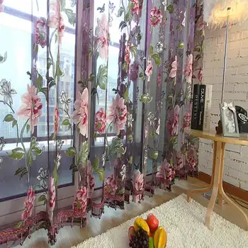 1 ks Krásne Pivónia Vzor Priadza Záclony Kvet luxury 3D Závesy Tylu Priesvitné tkaniny pre Obývacej Izby, Spálne, Okno Dekorácie