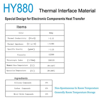 HY880 Ihla 20 g Tube Balenie Super Uhlíkové Nano Termálnej pasty Chladič Zložené Rozhranie Materiál pre CPU GPU LED Komponentov