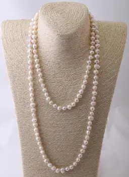 MOODPC Módne Pearl Šperky 6-7 mm Pearl Uzol Halsband Prírodné Sladkovodné Prírodné Perlový Náhrdelník Pre Ženy