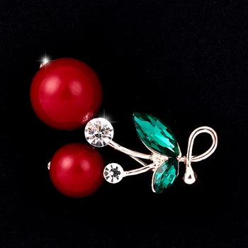 MZC Jemné Červené Cherry Brošňa Crystal Brosh Klopě Pin Odznak Golier Broches Cartoon Ovocie Broches Šperky Bijoux Femme