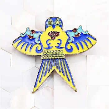 2017 Nový štýl žltá modré smalt kite vložkou semi-drahé kamene dievča textúra brošňa corsage kolíky šperky factory priamy predaj