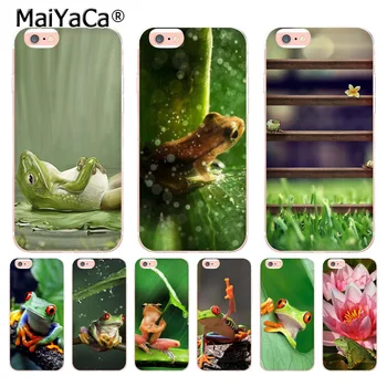 MaiYaCa roztomilý zelená žaba transparentné mäkké tpu telefón príslušenstvo puzdro pre iPhone X 6s 7 7plus 8 8Plus 4S, 5S 5C prípade coque