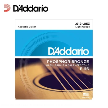D ' Addario EJ16 Phosphor Bronze Light Akustické Struny .012-.053 Daddario Gitarové Struny (S 2ks tipov)