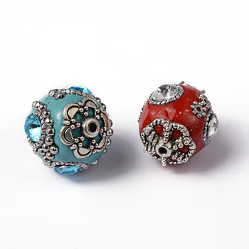 Šperky Korálky, Ručne vyrábané Indonézia Korálky, s Mosadzným Jadrom, Kola, Zmiešané Farby, Veľkosť: cca 20 mm v priemere, otvor: 2 mm
