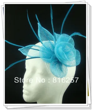 21 Ružovej Farby kráľovskej modrej vlasy fascinator derby sinamay svadobné klobúky fantázie pierko elegantné ženy, doplnky do vlasov vlasy hrebeňom FS90