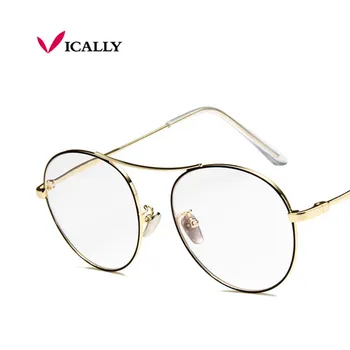Móda Vintage Zlato Kovový Rám Okuliare Ženy Ženské Okuliare Jasný Objektív Optický Rámy oculos de grau Unisex Vysokej kvality