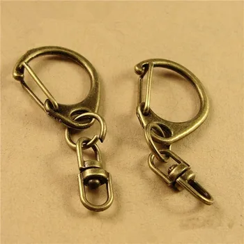 20pcs/veľa Antické Bronzové Tlačidlo Uzávery Keychain Split Krúžok kľúčenky Keyrings DIY Retro Móda Keychains Príslušenstvo