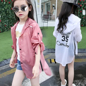 Dievčatá cardigan na ochranu pred slnkom oblečenie letné nové detské oblečenie opaľovací krém oblečenie dievčatá kapucí bunda