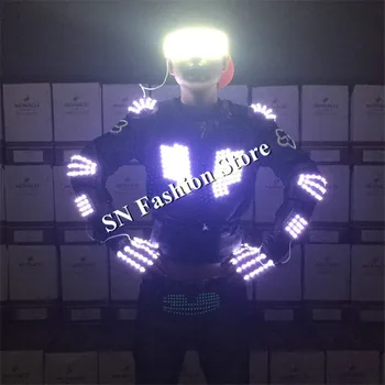 MD14 Ballroom dance led kostýmy svetelnej fáze dj, spevák nosí Svetelné farby LED svetelné okuliare/LED rukavice/party bar oblečenie