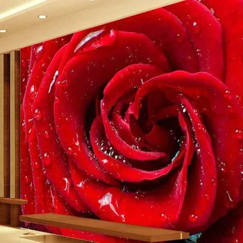 Romatic Červené Ruže kvet nástenné Maľby Foto Tapety 3D nástenná maľba Veľká Svadba Dekor Wallcovering papier abstraktných de parede Samolepky na Stenu