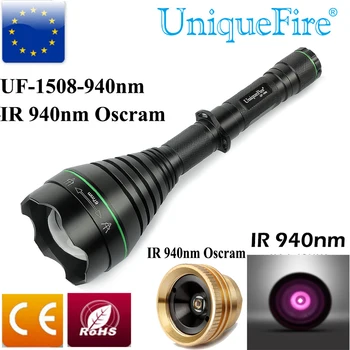 UniqueFire UF-1508 IČ 940 nm LED Baterka Infračervené Žiarenie Nočné Videnie Lampe Pochodeň Zoomovateľnom 3 Spôsoby Lovu Baterka