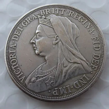1893 Veľkej Británie striebornú korunu Kráľovnej Viktórie zahalené hlavy kópiu mince