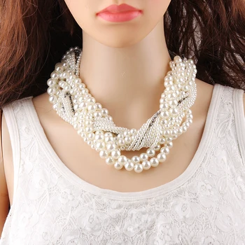 Najlepšie lady Nový Módny Z Bib Golier Náhrdelník & Luxusné prívesok Choker Simulované perlový Náhrdelník Vyhlásenie Jewelry9955