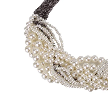 Najlepšie lady Nový Módny Z Bib Golier Náhrdelník & Luxusné prívesok Choker Simulované perlový Náhrdelník Vyhlásenie Jewelry9955