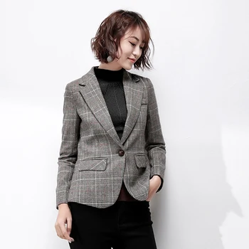 Voľný oblek žena jeseň a v zime roku 2018 Slim bola tenká jedno tlačidlo krátka srsť kórejská verzia koberčeky vlnená kombinéza