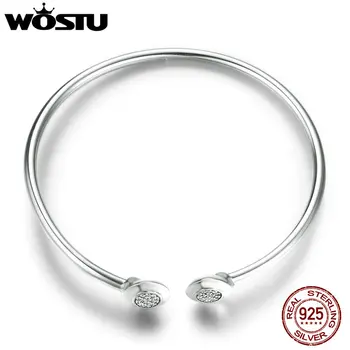 WOSTU 925 Sterling Silver Klasické Náramok S jasnými CZ Pre Ženy, Fashion, DIY Šperky Nosenie Pôvodné Kúzlo Náramky FBS918
