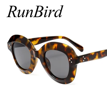 RunBird Nové Módne Okrúhle slnečné Okuliare Ženy slnečné Okuliare Classic Retro Odtiene Dizajn Značky Povlak Zrkadlo Okuliare UV400 1064R