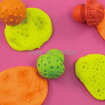4pcs/mix design polovici loptu húb dizajn deti diy gumových pečiatok s konkávne konvexný patttern razba plastelíny tesnenie