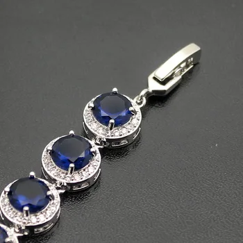 HERMOSA ŠPERKY 925 Silver Dámske Choker Sterling-Strieborný Náhrdelník Klasické Modré Kolo Šperky, Módne Party Šaty Lady Dizajn