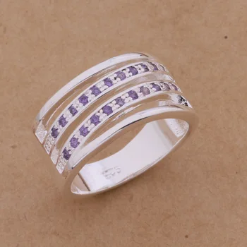 AR326 Veľkoobchod Strieborné pozlátené prst Prstene pre ženy, mužov silver módne šperky fialová Bižutériou Zirkón Kameň Crystal Krúžky