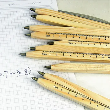 1pcs/veľa Nových ručne vyrábané drevené Životného prostredia Pravítko dizajn Manuál DIY Multifunkčné guľôčkové pero ballpen