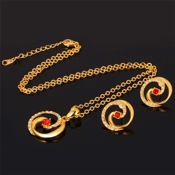 U7 Zlatá Farba Šperky Set Trendy Yin Yang Šťastie Darček Veľkoobchod Drahokamu Strany Žien Náušnice, Náhrdelník Nastaviť S540