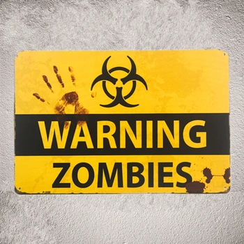 Zachovajte Pokoj a Zabiť Zombie Upozornenie Kovov Cín prihlásiť stenu, nálepky domova vonkajšie plagát komnata uniknúť Stenu decor