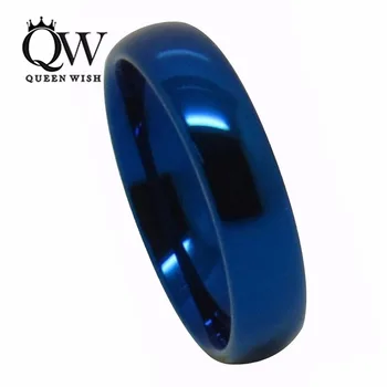 Queenwish 5mm Modrý Karbid Volfrámu Snubné Prstene Jednoducho Classic Comfort Fit Zapojenie Band