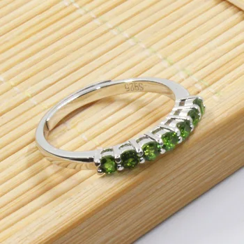 Prírodné Chrome Diopside krúžok pre zapojenie 7 ks VVS diopside strieborný prsteň jednoduché 925 striebra, drahých kameňov, krúžok romantický darček