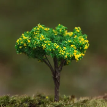 Potraviny Tvorivé Planý Strom Žlté Kvety a Stromy, Živice Obrázok Hračky DIY Micro Záhrada Krajiny Dekorácie, Rekvizity Hračky, Darčeky