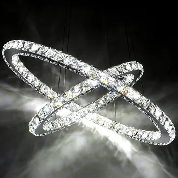 Moderné Chrome Luster Kryštály Diamantový Prsteň LED Lampa Nerezové Závesné Svietidlá Nastaviteľné Cristal LED Lesk