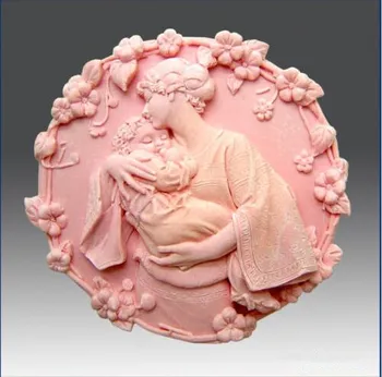 3D Silikónové Mydlo/Sviečka Plesní - Kruh Formy Matka s Dieťaťom silikónové mydlo Formy ručné