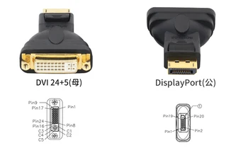 DisplayPort DP Male to DVI Žena Prevodník Video Adaptér pre PC, Notebook, HDTV