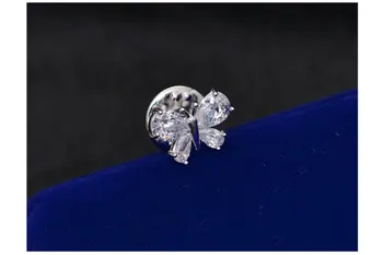 Kórejský high-grade fashion CZ kamene motýľ golier pin brošňa malé blúzka vyhovovali golier Proti úniku Mini šperky accessori