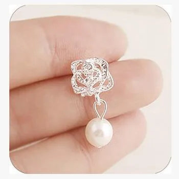 2017 Módne Camellia Rose imitácia pearl náušnice ženské šperky veľkoobchod doprava zadarmo