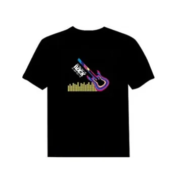 Muži Aktivované Zvukom LED T-shirt Svetlo Až Blikajúce tričká pre Rock, Disco Party DJ Topy Tee H9