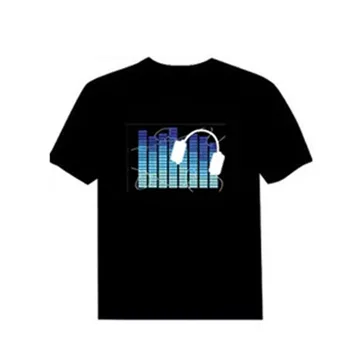 Muži Aktivované Zvukom LED T-shirt Svetlo Až Blikajúce tričká pre Rock, Disco Party DJ Topy Tee H9
