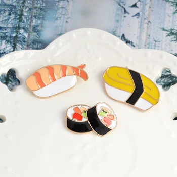 QIHE ŠPERKY 3ks/set brošňa kolíky sada Kawaii Sushi pin Japonské jedlo odznaky Roztomilý smalt pin nastaviť priateľka šperky