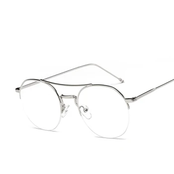 Vintage Semi-Bez Obrúčok Okuliare Rámy Ženy Klasické Značky Dizajnér Okuliare Rám Kolo Optické Jasné Twin-Lúče Unisex Okuliare