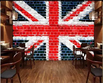 3d tapety vlastné foto tapety obývacia izba nástenná maľba tehlovej steny Britskou vlajkou maľovanie na gauč TV pozadia, tapeta na stenu 3d