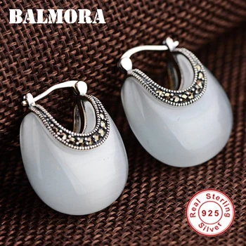 BALMORA Reálne 925 Sterling Silver Šperky Mesiac Tvar Opal Náušnice pre Ženy, Ženské Dary Klasické Módne Šperky MYS30235