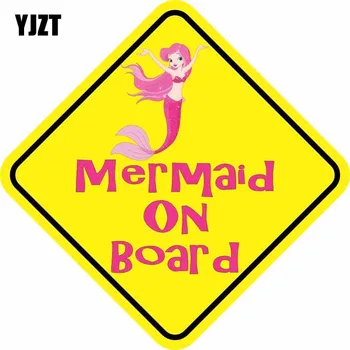 YJZT 12,7 CM*12,7 CM Lovely Mermaid Dieťa MORSKÁ víla NA PALUBE Upozornenie Označiť Reflexnými Auto nálepky C1 - 7301