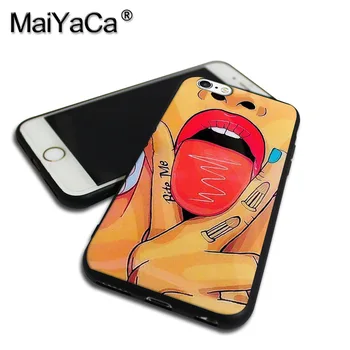 MaiYaCa telefón prípade Príslušenstvo kryt Pre iPhone 6 6s Prípade Sexy Dievča červené Pery čierne silikónové puzdro pre iPhone 6s