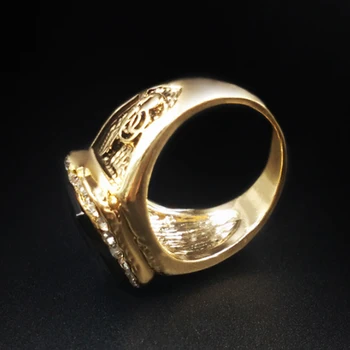 LNRRABC 1pc Nový Zlatý Retro Mužov Krúžok z Nehrdzavejúcej Ocele krúžky Čierne Bageta Onyx Biker Kapela Šperky prstene pre mužov