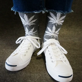Móda 1Pair Pohodlné, Vysoko Kvalitné Bavlnené Ponožky Marihuany Leaf Javorový List Bežné Dlho Burín Posádky Ponožky