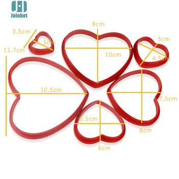 6pcs/súbor srdce hviezdy kvet tvar 3D plastové tortu formy na chlieb/toast/sushi/ryža formy cookie cutter
